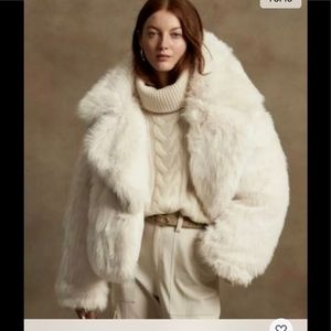 NWT Banana Republic Reversible Faux Fur Down Jacket large . Cream White
